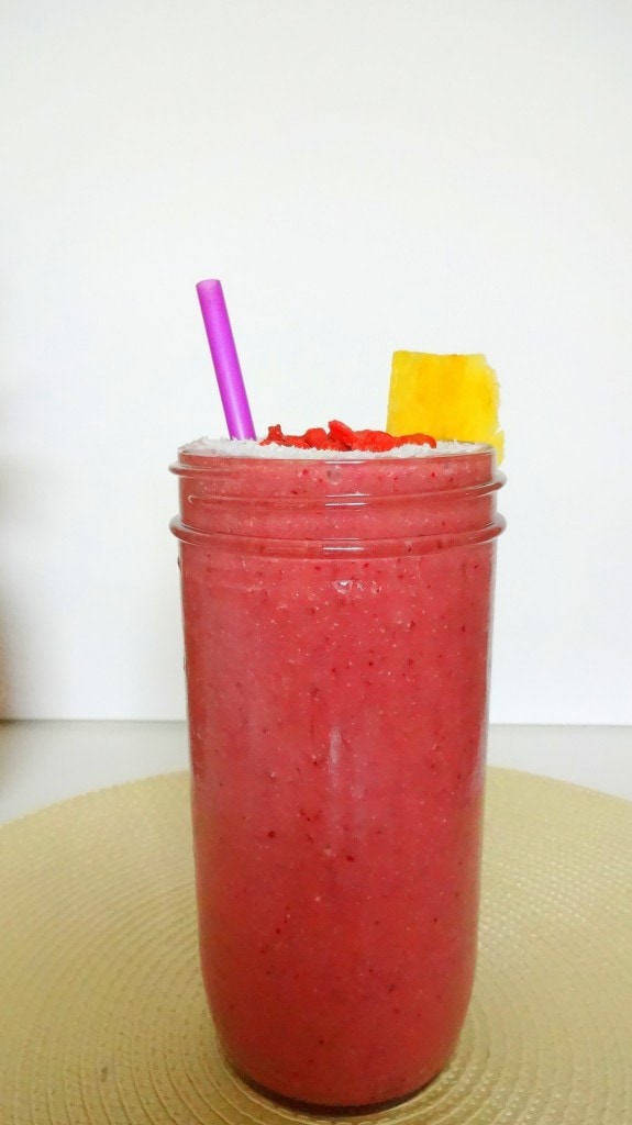 Cherry Pink Dreamsicle Smoothie. Raw, Vegan. From theglowingfridge.com
