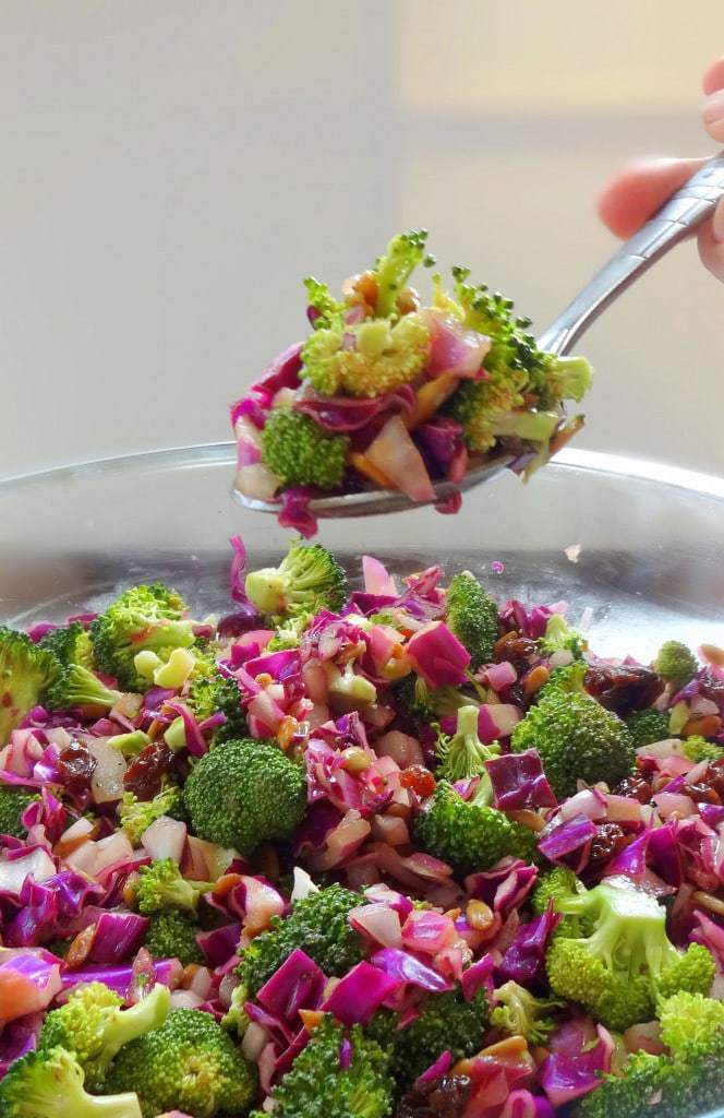 Crunchy Broccoli Raisin Salad, Vegan, Soy-Free, from theglowingfridge.com
