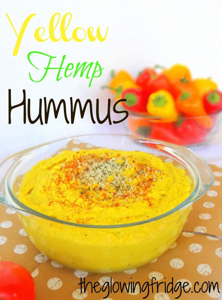 Yellow Hemp Hummus - Creamy and Delicious - And Vegan too! From theglowingfridge.com