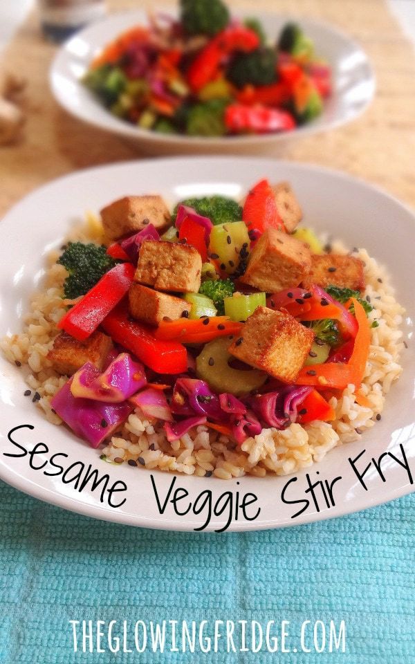 Sesame Veggie Stir Fry - with Tofu! - Clean and Flavorful - from The Glowing Fridge