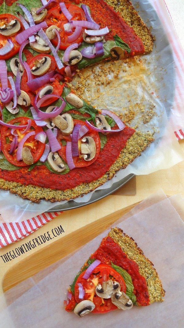 Quinoa Cauliflower Crust Pizza - Wheat-Free, Gluten-Free, Dairy-Free and Vegan! This delicious pizza is topped with a simple marinara sauce and loaded with veggies - a definite must try!! 