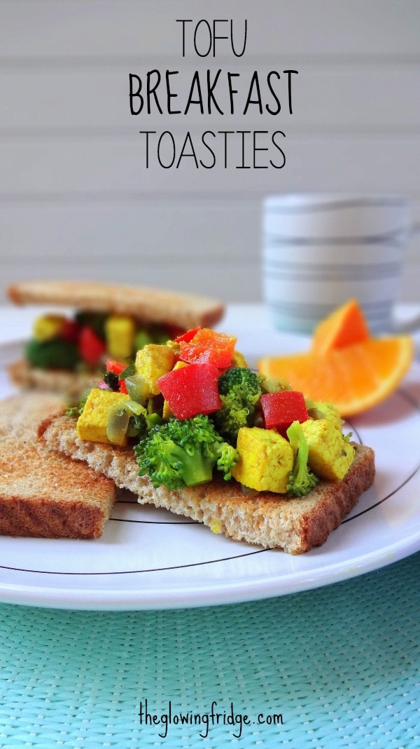 Tofu Scramble served on toast - vegan and GF - simple, yummy and healthy! From The Glowing Fridge