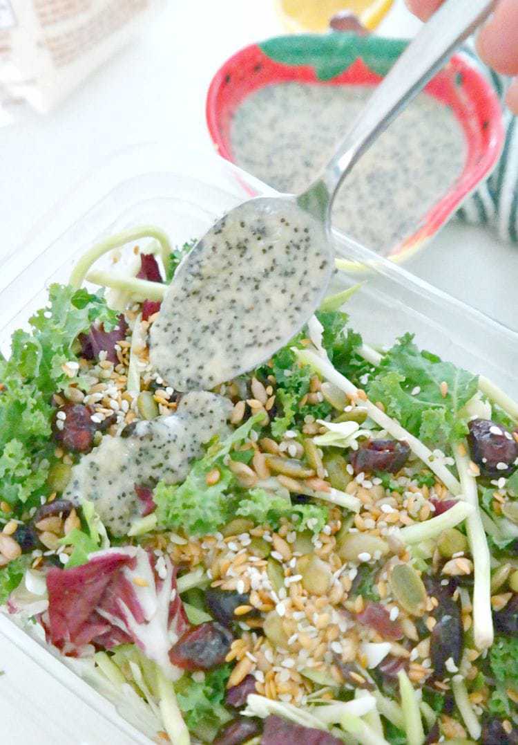 Sweet Kale Salad and Vegan Poppyseed Dressing