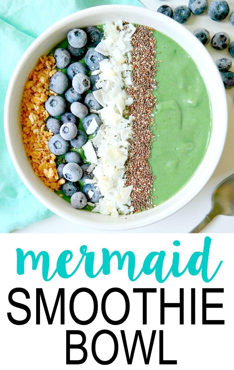 Mermaid Smoothie Bowl. Vegan and Dairy-Free. No added sugar or sweetener, just naturally sweet! Balancing, tasty and healthy with super nourishing ingredients (like spirulina & avocado) for a beauty-enhancing power breakfast! From The Glowing Fridge #vegan #smoothie #bowl