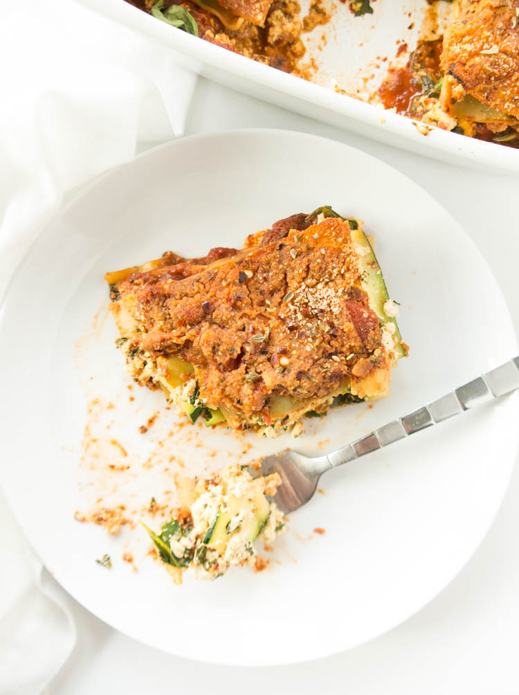 The BEST 'Vegan Tofu Ricotta Lasagna' so healthy. yet tastes like the real deal. Hearty, easy to make, packed with veggies + an unbelievable "tofu ricotta" filling. Plant based comfort food! #vegan #lasagna #zucchini #tofu