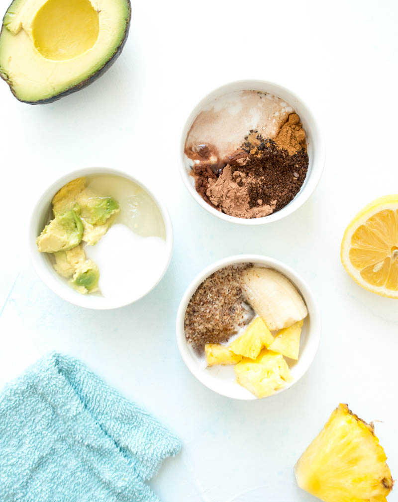 DIY Vegan Face Masks For Each Phase of Your Cycle. Pineapple Enzyme, Exfoliating Coffee Scrub & Hydrating Avocado! Hormones fluctuate every week, meaning your skin changes accordingly. Each mask is specifically designed for each phase.