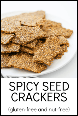 Gluten Free Spicy Seed Crackers. Homemade cracker recipe! Easy and fun to make. spicy seed crackers recipe. pumpkin seeds (pepitas), sunflower seeds, sesame seeds, chia seeds. nut free! super simple and fun to make. #glutenfree #crackers #seeds