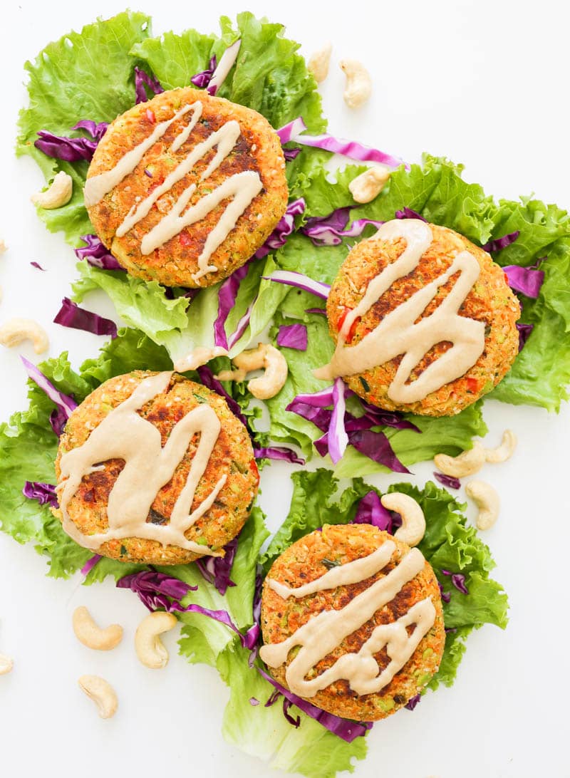 Deliciously hearty Asian Veggie Burgers (Vegan and Gluten-Free). Asian-inspired fresh flavors like ginger, garlic and tamari, along with edamame and veggies. #asian #veggie #burger