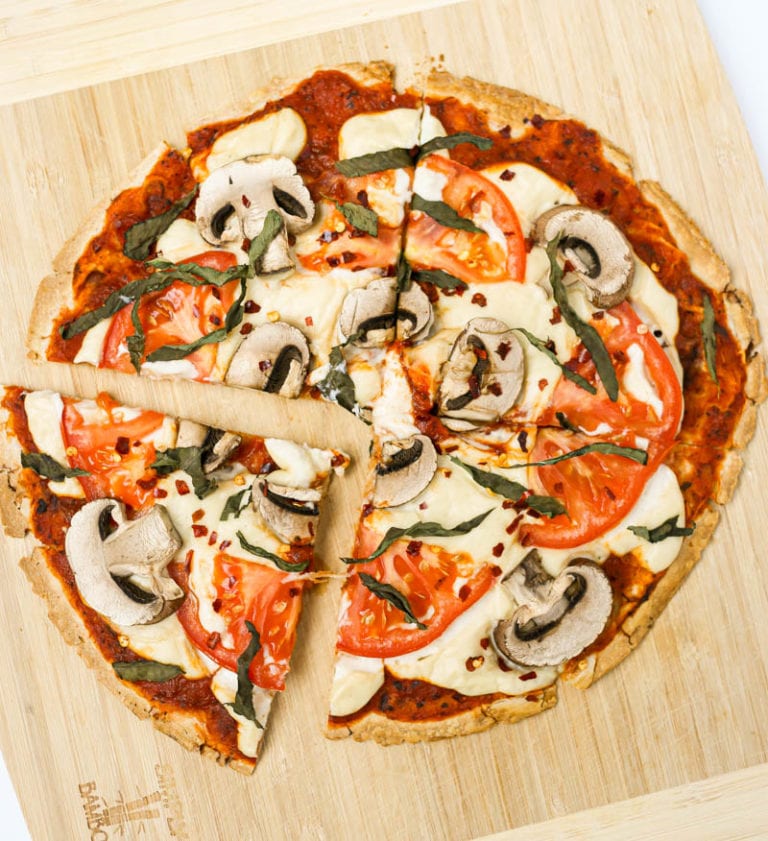 Vegan Tortilla Mushroom and “Mozzarella Cream” Pizza